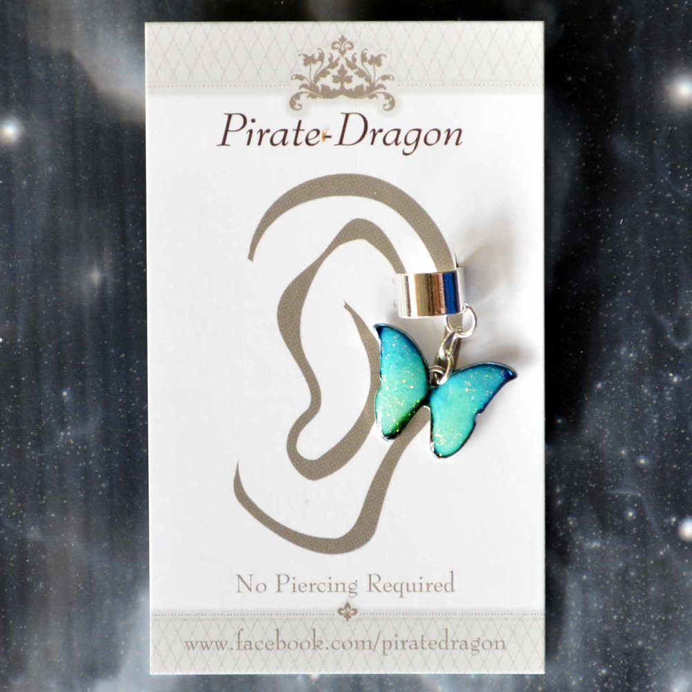 Blue Butterfly Non-Pierced Ear Cuff (EC9470)