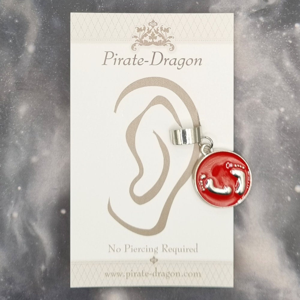 Red Footprints Non-Pierced Ear Cuff (EC9545)