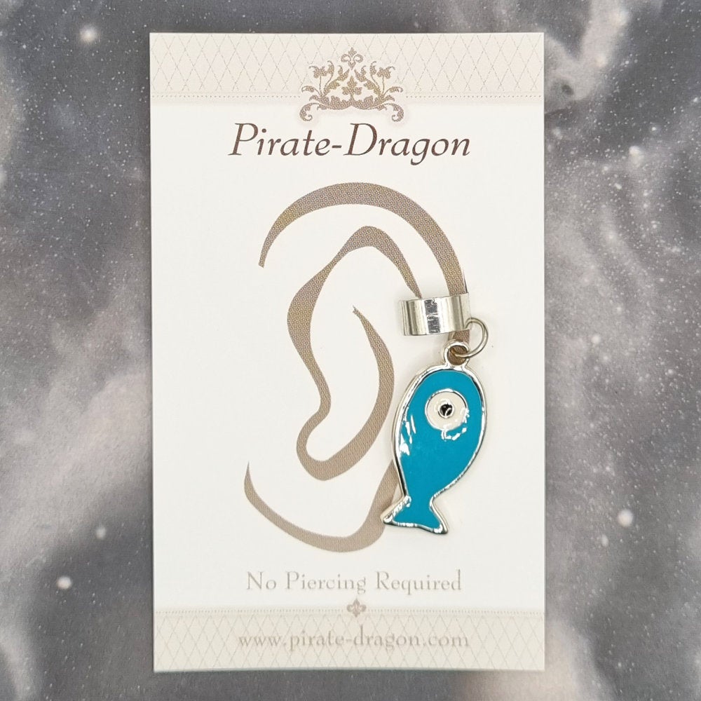 Light Blue Fish Non-Pierced Ear Cuff (EC9557)