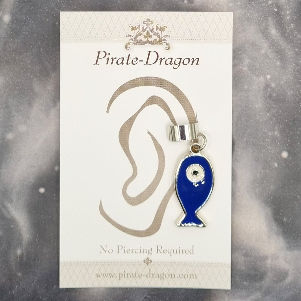 Dark Blue Fish Non-Pierced Ear Cuff (EC9558)
