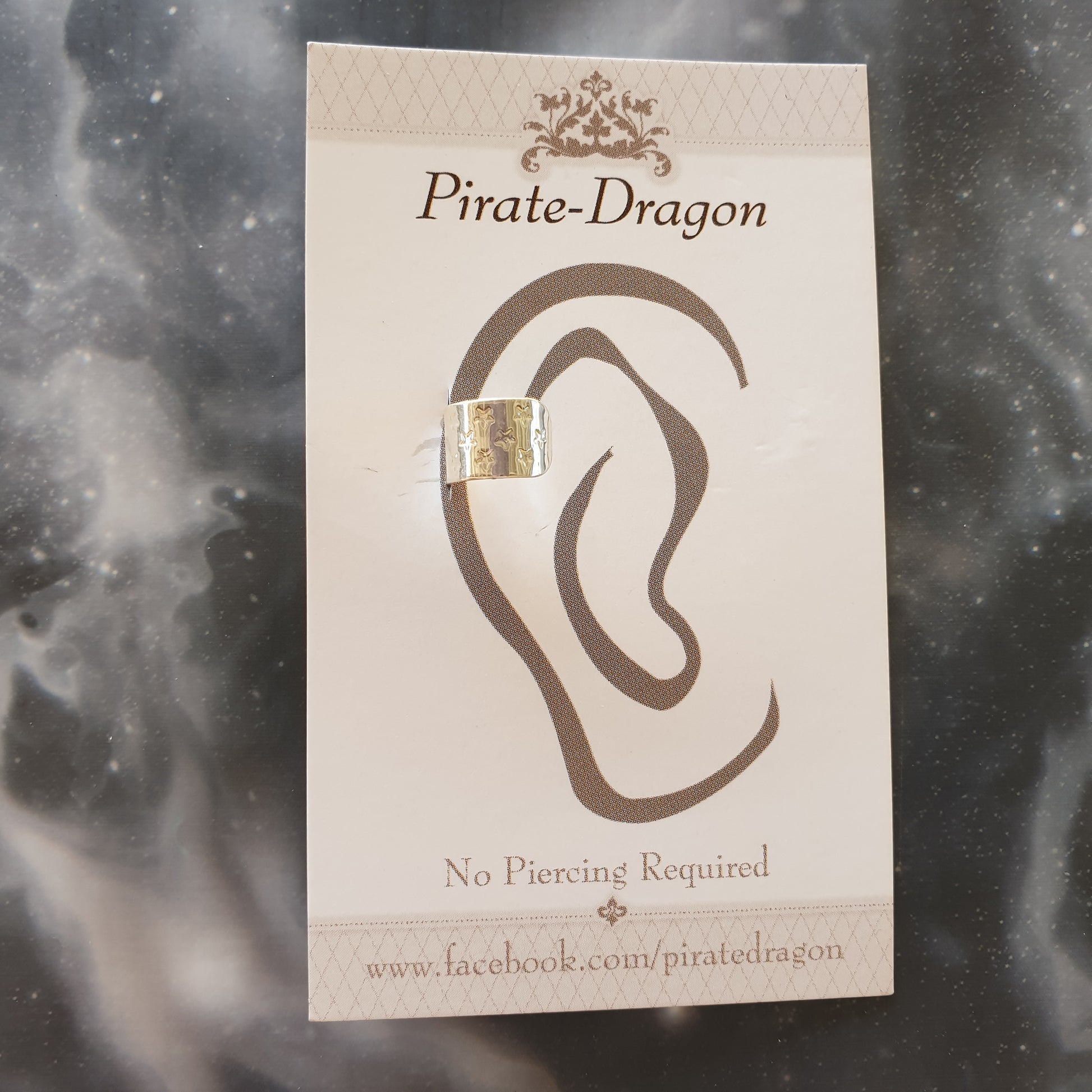 Silver Star Embossed Non-Pierced Ear Cuff (EC9630)