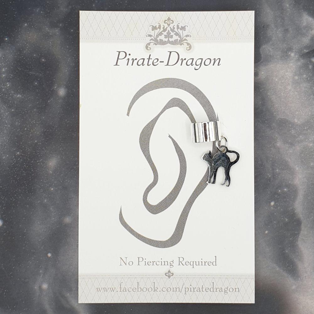 Silver Cat Non-Pierced Ear Cuff (EC9683)