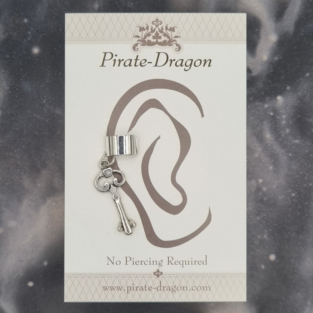 Small Silver Key Non-Pierced Ear Cuff (EC9718)