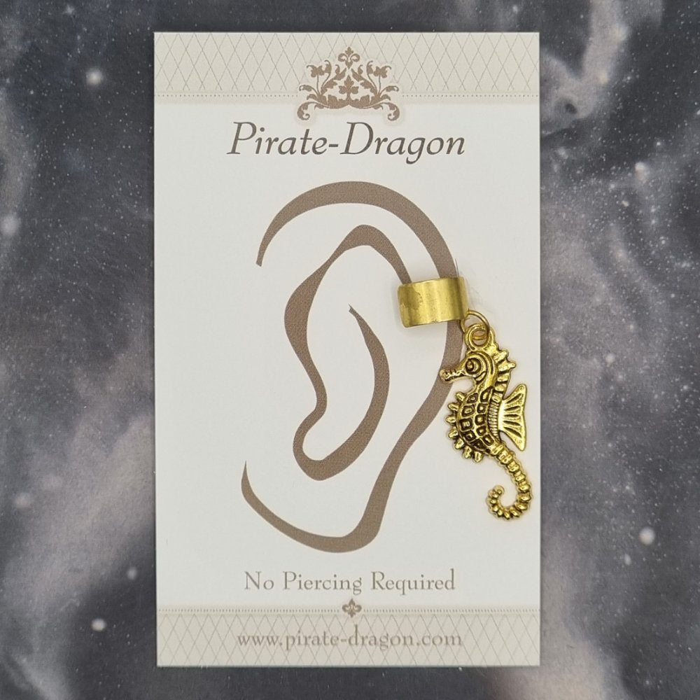 Gold Seahorse Non-Pierced Ear Cuff (EC9766)