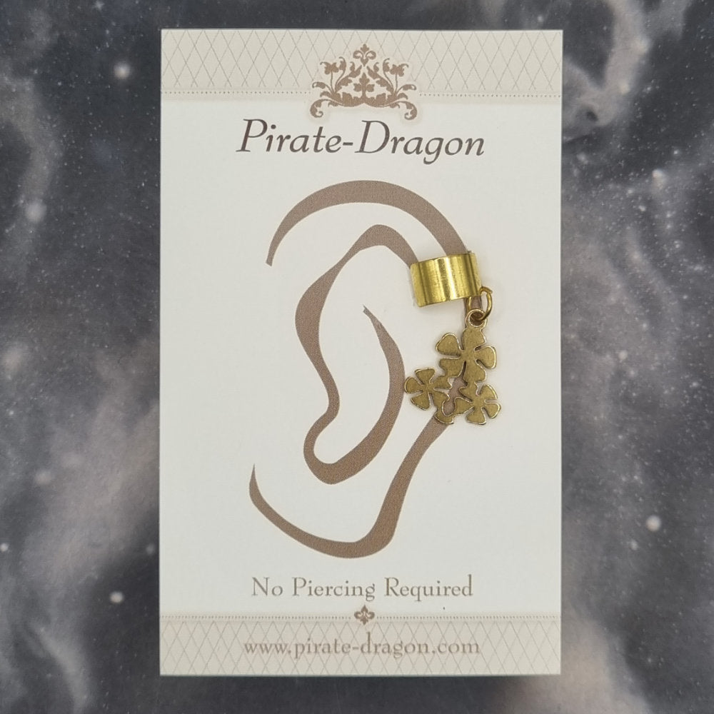 Gold Flowers Silhouette Non-Pierced Ear Cuff (EC9773)