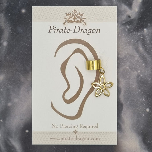 Gold Hollow Flower Silhouette Non-Pierced Ear Cuff (EC9774)
