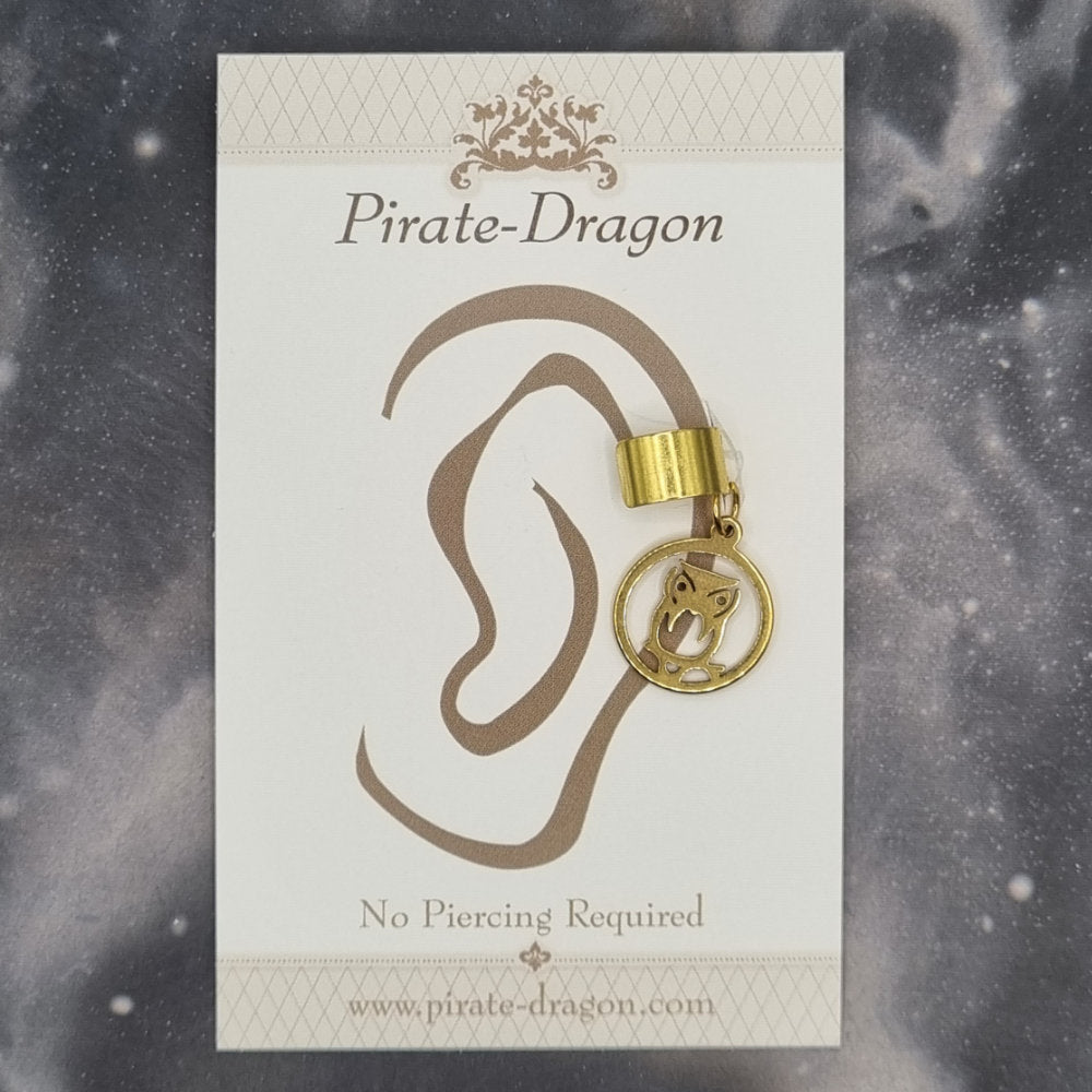 Gold Owl Silhouette Non-Pierced Ear Cuff (EC9778)