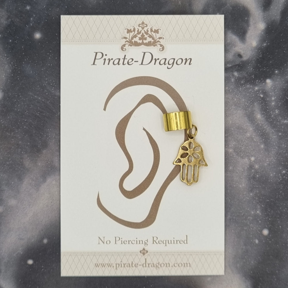 Gold Hand Silhouette Non-Pierced Ear Cuff (EC9780)