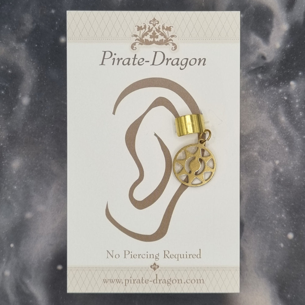 Gold Sun Silhouette Non-Pierced Ear Cuff (EC9786)