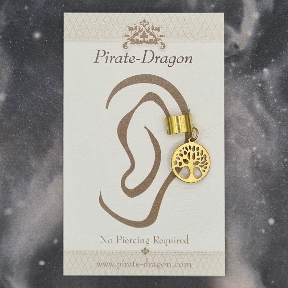Gold Tree Silhouette Non-Pierced Ear Cuff (EC9792)