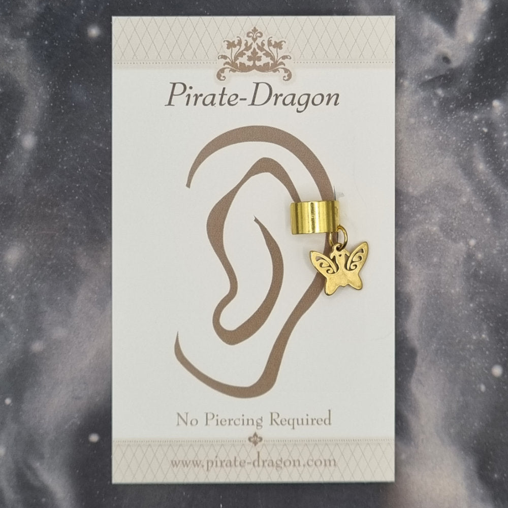 Gold Butterfly Silhouette Non-Pierced Ear Cuff (EC9796)
