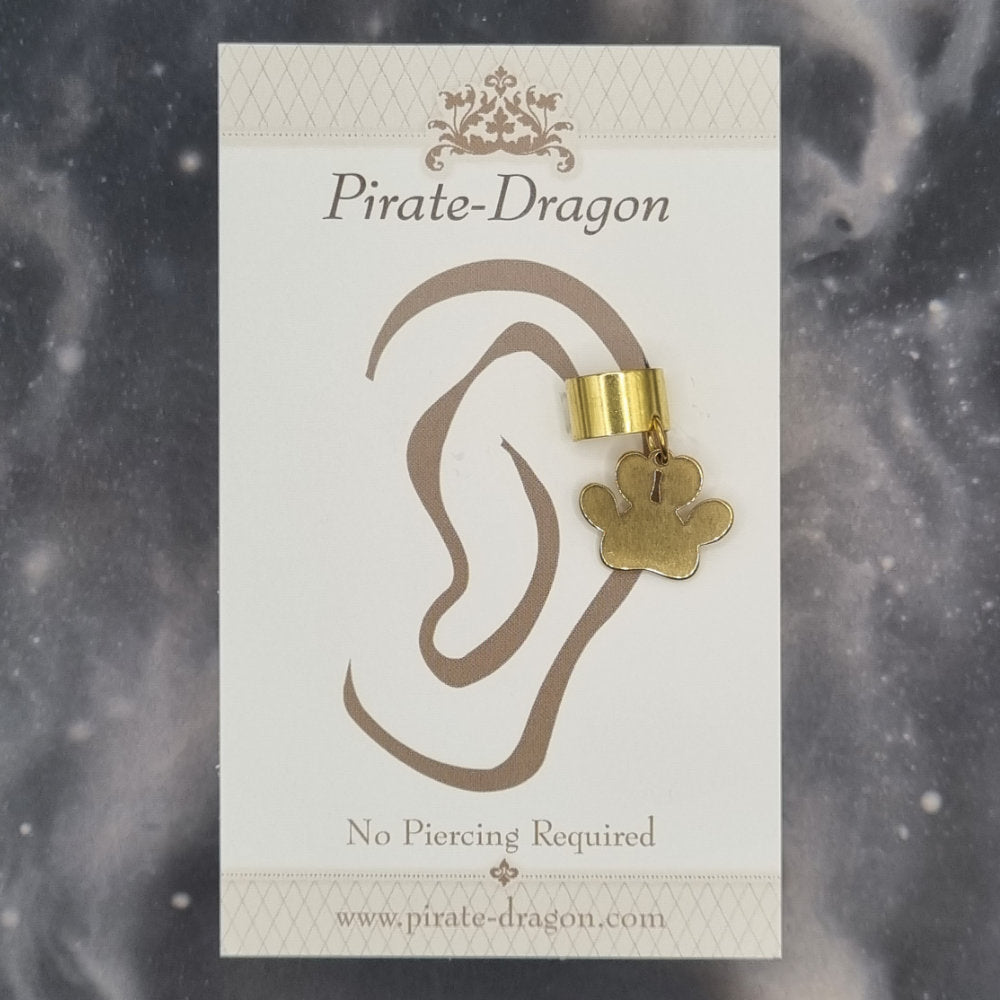 Gold Paw Print Silhouette Non-Pierced Ear Cuff (EC9805)