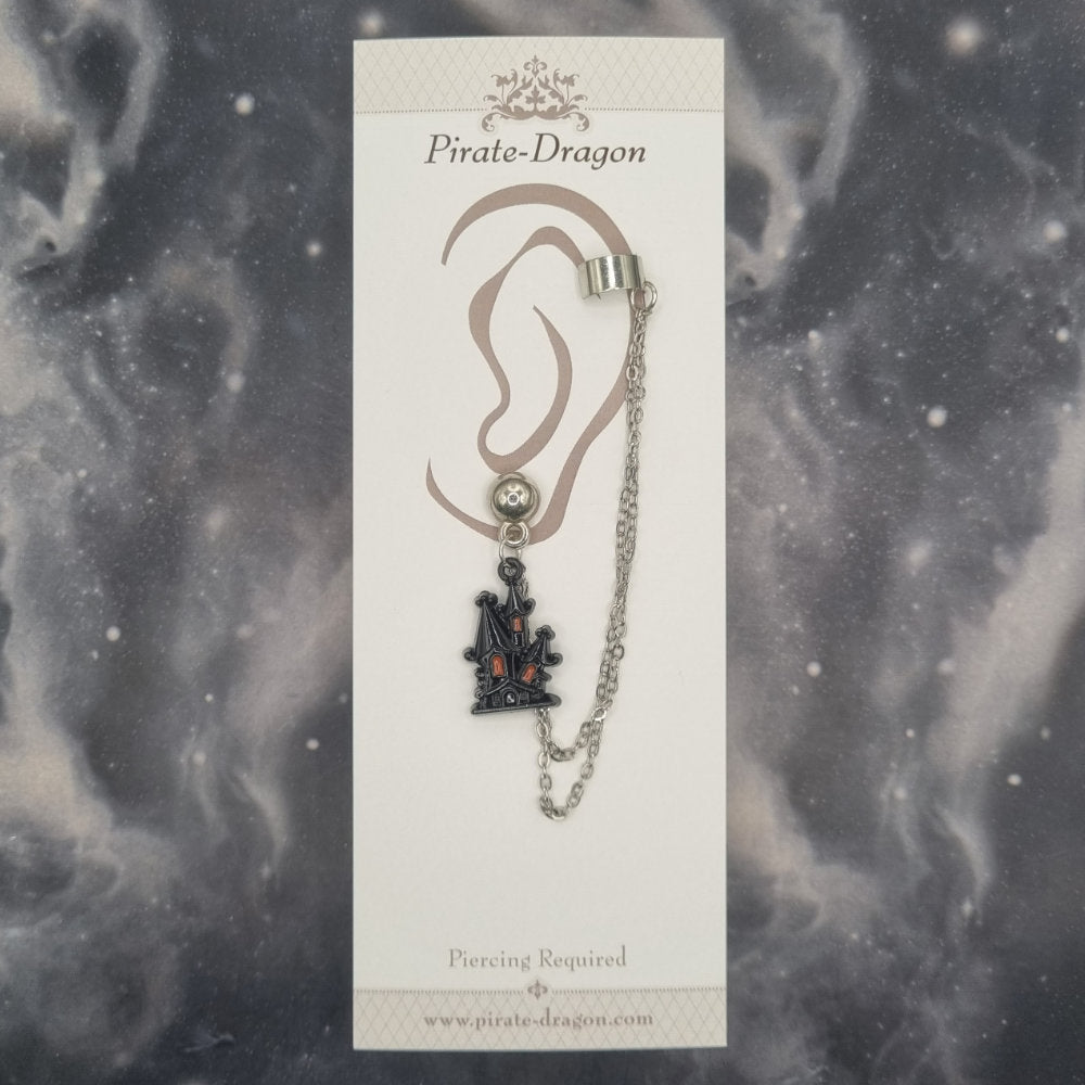 Haunted House with Silver Chains Pierced Earcuff (EC99726)