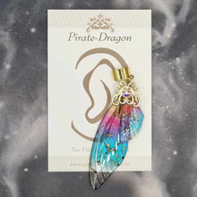 Load image into Gallery viewer, Large Gold &amp; Rainbow Butterfly Wing Non-Pierced Ear Cuff (EC5117)
