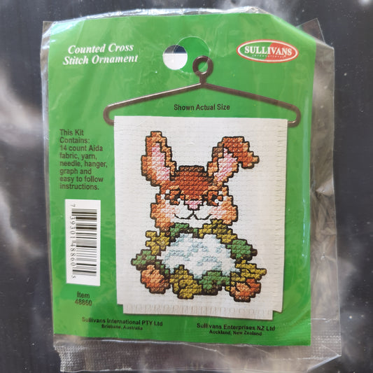 Rabbit with Cauliflower Counted Cross Stitch Ornament Kit