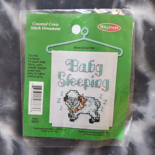 Baby Sleeping Sheep Counted Cross Stitch Ornament Kit