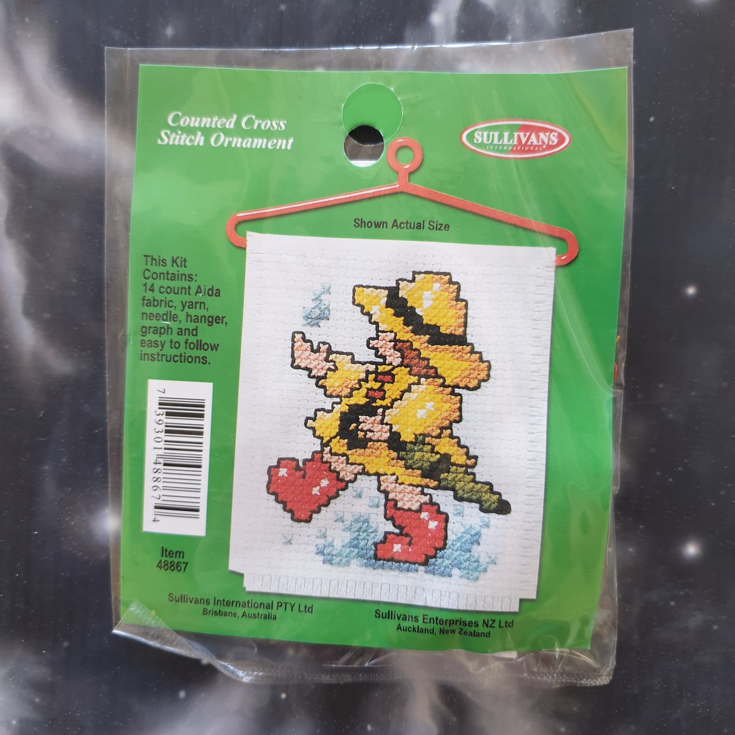 Child Playing in the Rain Counted Cross Stitch Ornament Kit