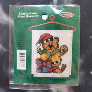 Bear with Gift Christmas Counted Cross Stitch Ornament Kit