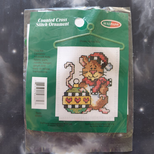 Mouse with Bauble Christmas Counted Cross Stitch Ornament Kit