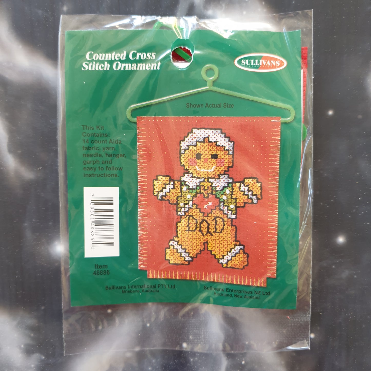 Gingerbread Dad Christmas Counted Cross Stitch Ornament Kit