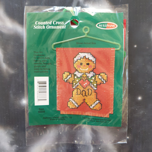 Gingerbread Dad Christmas Counted Cross Stitch Ornament Kit