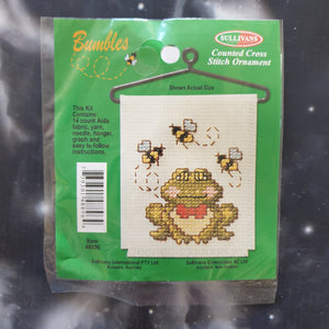 Frog & Bees Counted Cross Stitch Ornament Kit