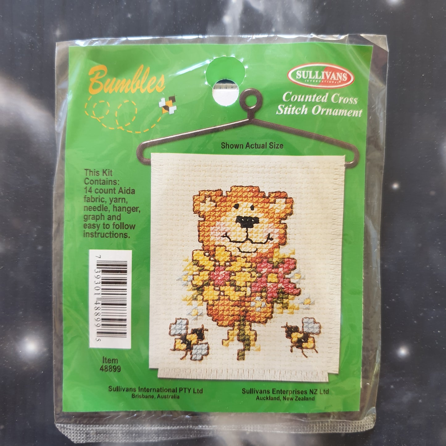 Bear with Flowers & Bees Counted Cross Stitch Ornament Kit