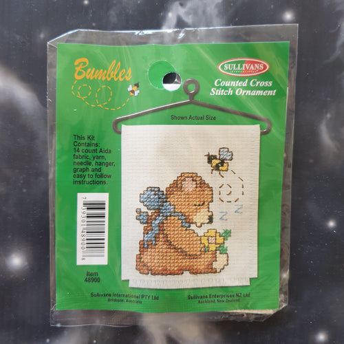 Bear with Flower & Bee Counted Cross Stitch Ornament Kit