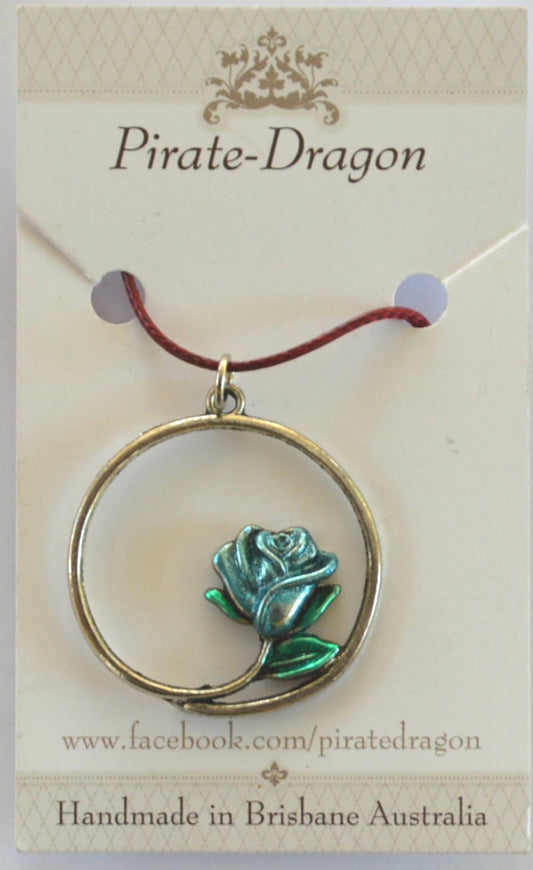 Rose Pendant - Handpainted Light Blue (PN0095)