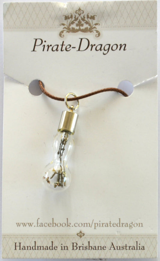 Glass Hourglass Pendant - Steampunk (PN0032)