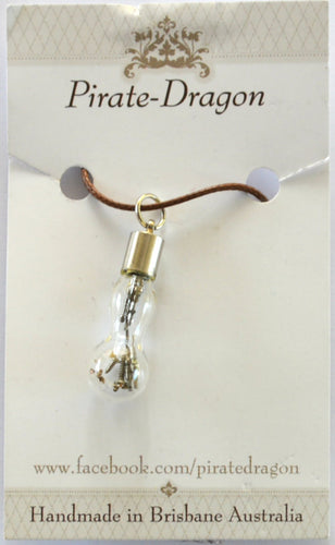 Glass Hourglass Pendant - Steampunk (PN0032)