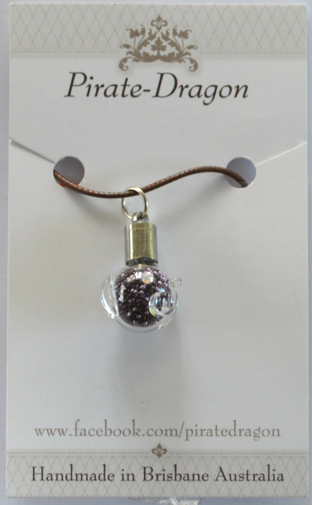Glass Pig Pendant - Black & Purple (PN0059)