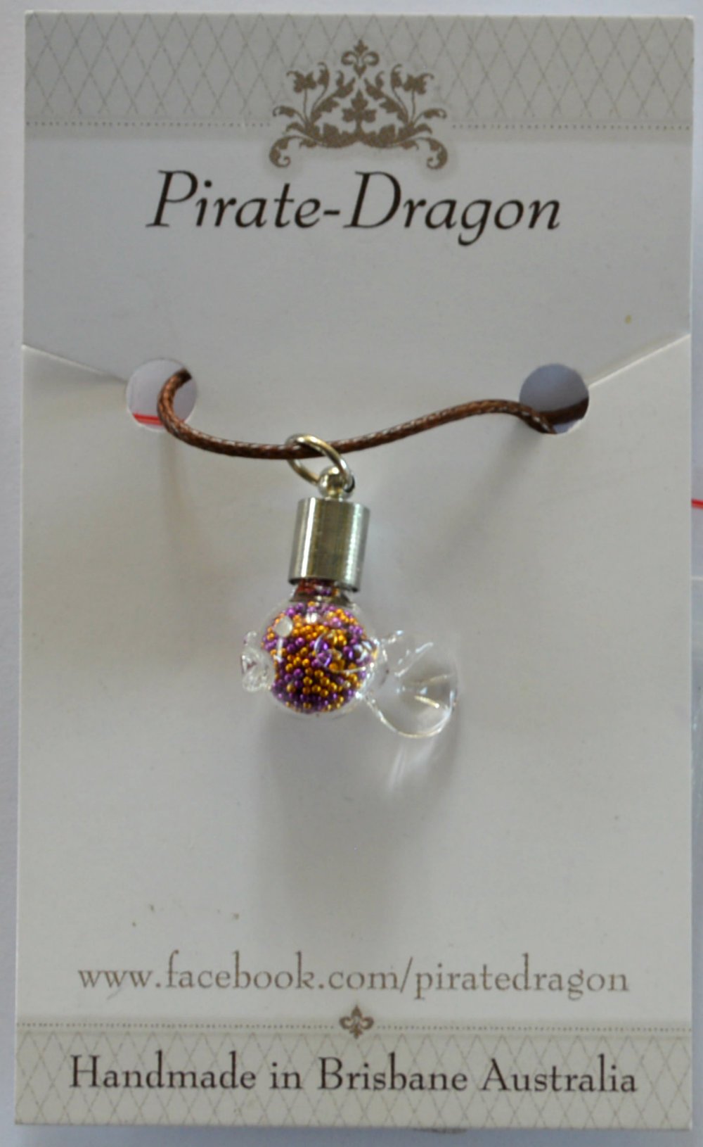 Glass Fish Pendant - Purple & Gold (PN0050)