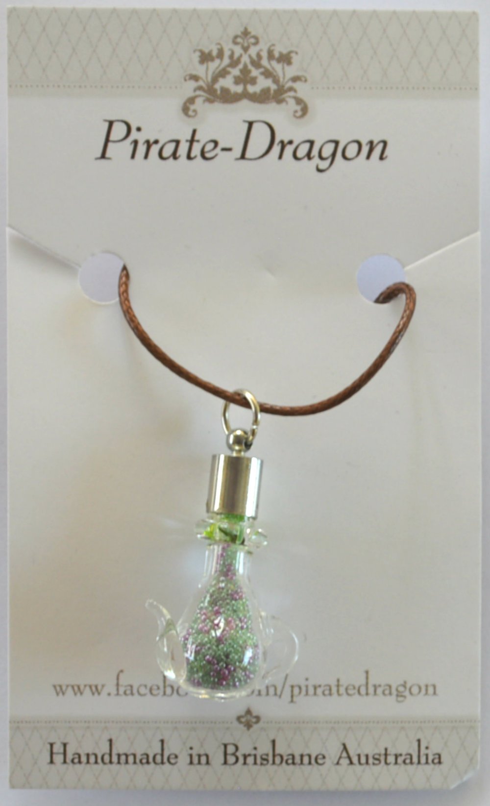 Glass Teapot Pendant - Pastel Pink & Green (PN0022)