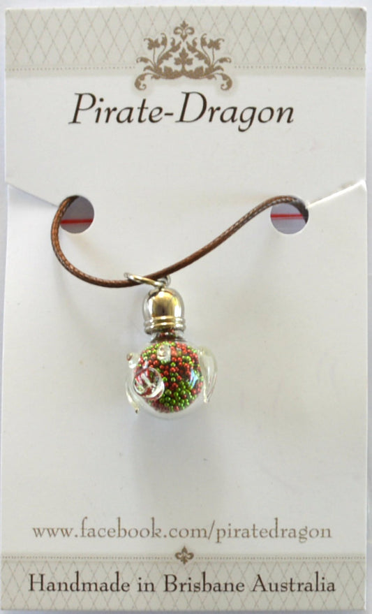Glass Pig Pendant - Red & Green (PN0045)