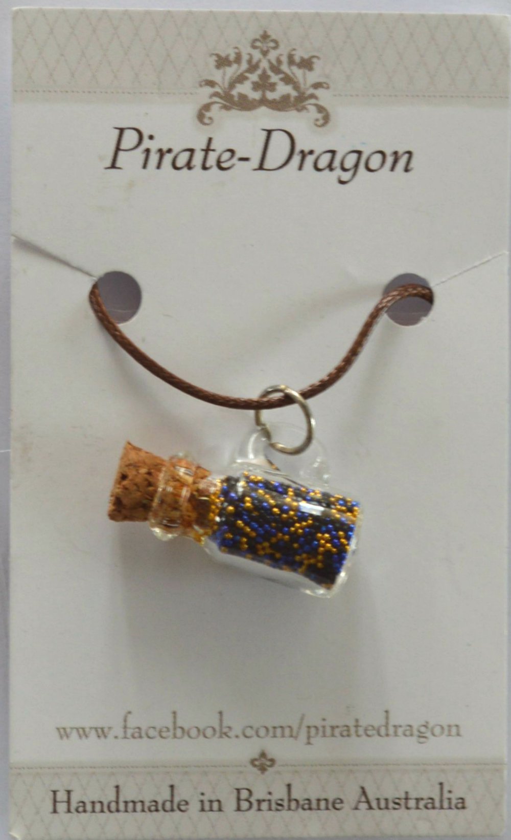 Glass Jug Pendant - Dark Blue & Gold (PN0057)