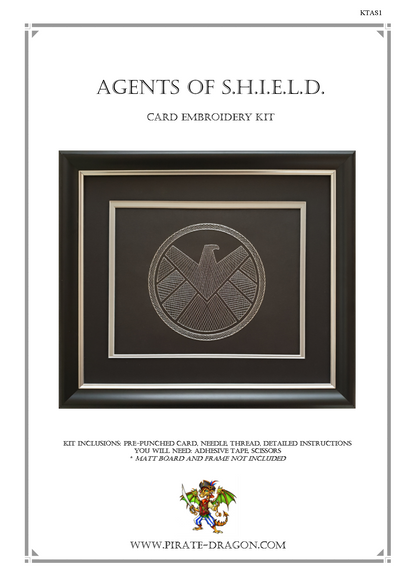 Agents of S.H.I.E.L.D.  Inspired Card Embroidery Kit (Black Card)