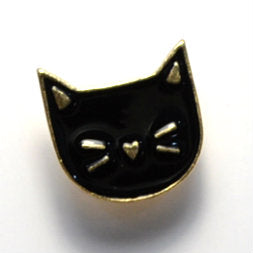 Black Cat Head Enamel Pin (BR107)