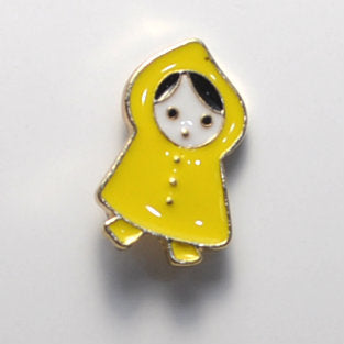 Yellow Raincoat Girl Enamel Pin (BR171)