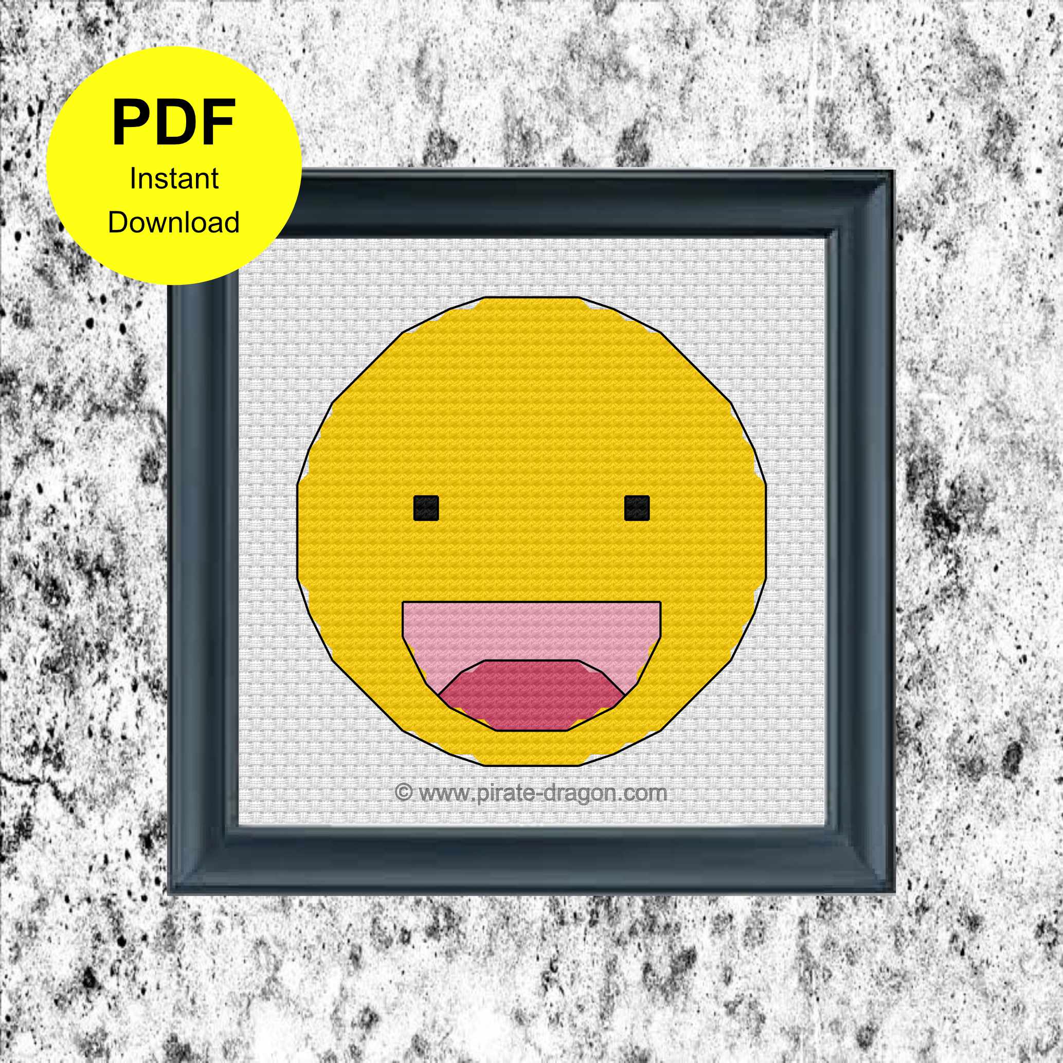 Happy Emoji 1 - Counted Cross Stitch Pattern - Digital Pattern - INSTANT DOWNLOAD