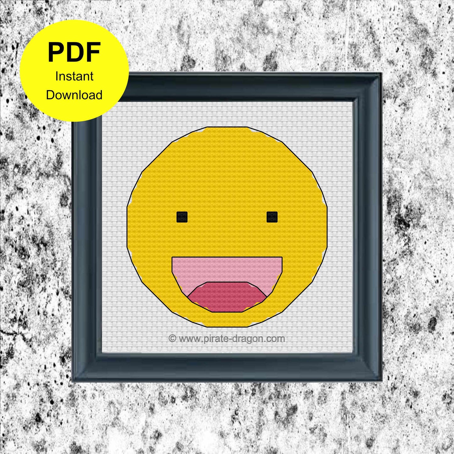 Happy Emoji 1 - Counted Cross Stitch Pattern - Digital Pattern - INSTANT DOWNLOAD