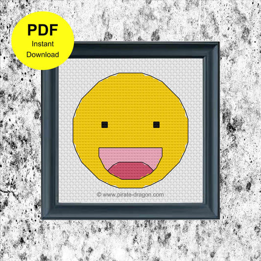 Happy Emoji 1 - Counted Cross Stitch Pattern - Digital Pattern - INSTANT DOWNLOAD