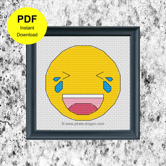 Laughing Emoji 1 - Counted Cross Stitch Pattern - Digital Pattern - INSTANT DOWNLOAD