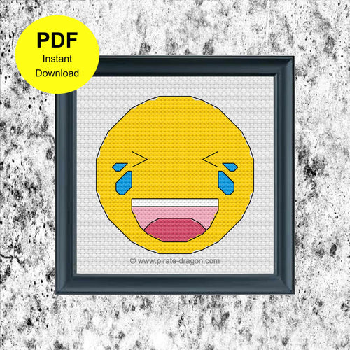 Laughing Emoji 1 - Counted Cross Stitch Pattern - Digital Pattern - INSTANT DOWNLOAD