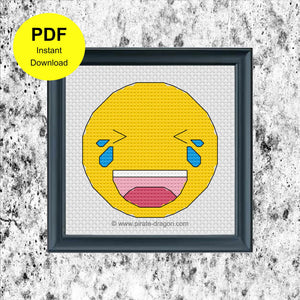 Laughing Emoji 1 - Counted Cross Stitch Pattern - Digital Pattern - INSTANT DOWNLOAD