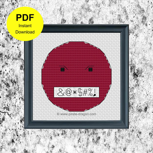 Angry Emoji 1 - Counted Cross Stitch Pattern - Digital Pattern - INSTANT DOWNLOAD