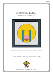 Weeping Emoji - Counted Cross Stitch Pattern - Digital Pattern - INSTANT DOWNLOAD