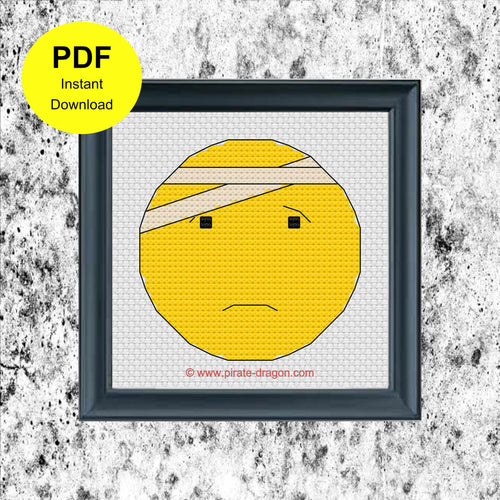 Bandaged Emoji - Counted Cross Stitch Pattern - Digital Pattern - INSTANT DOWNLOAD