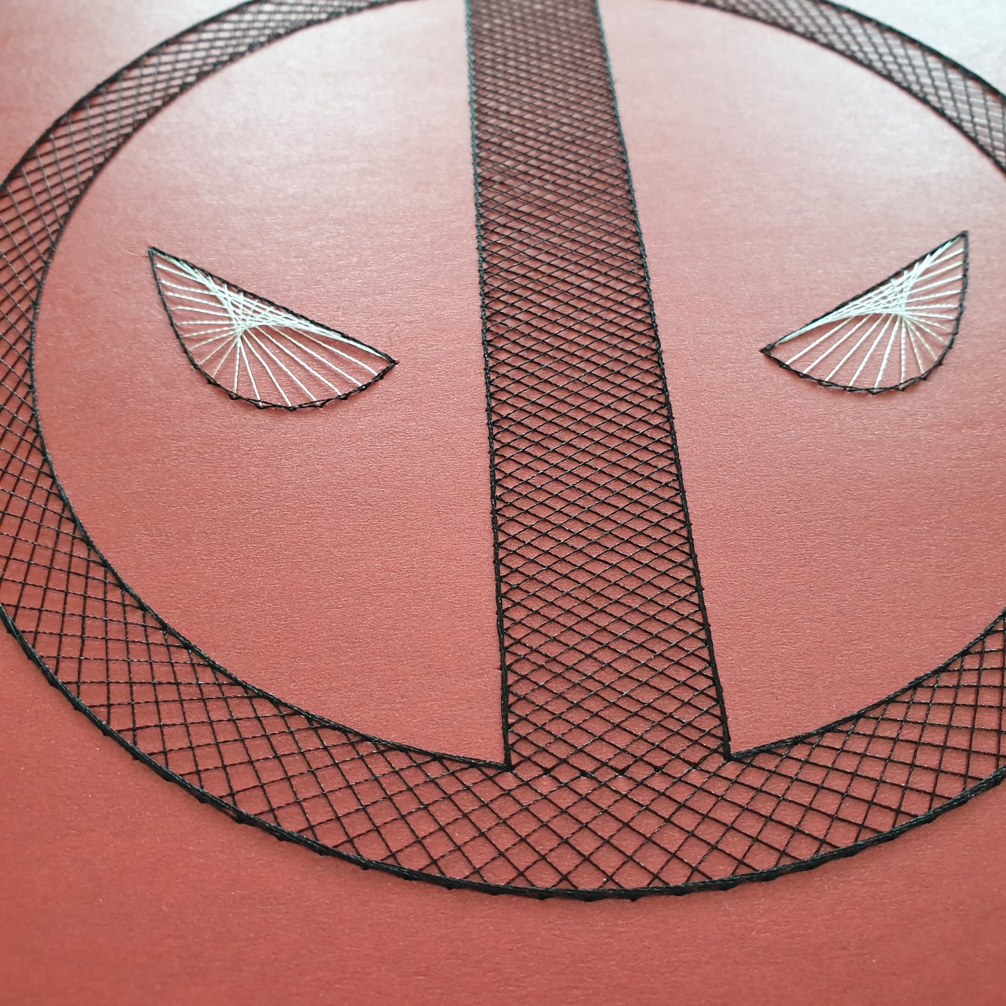 Deadpool Inspired Hand-Stitched Artwork (Red Card)