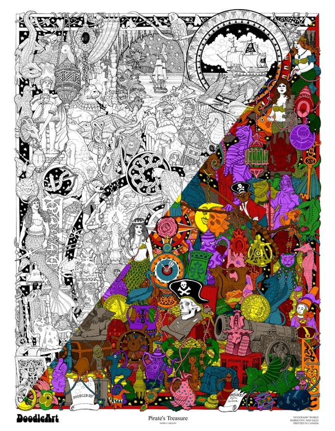 Pirates Treasure Doodle Art POSTER KIT (24 x 34 inch)
